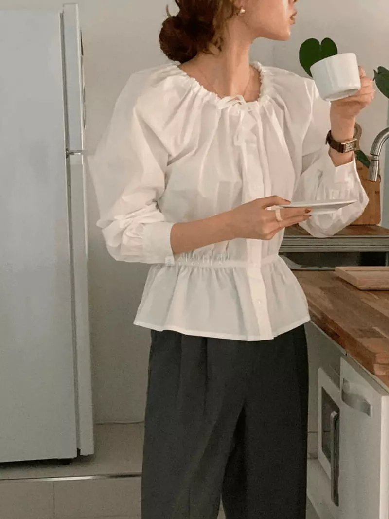 February - Korean Women Fashion - #momslook - Ribbon Blouse - 11