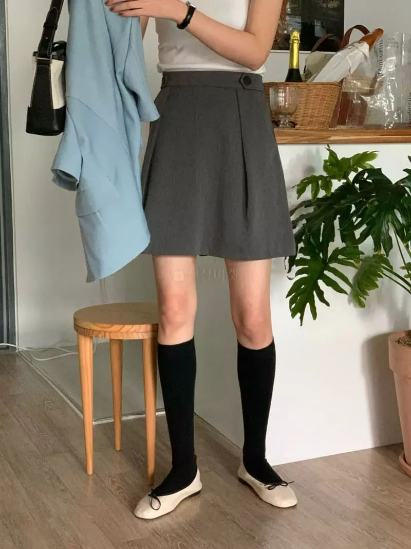 February - Korean Women Fashion - #momslook - Roen Button Skirt - 8