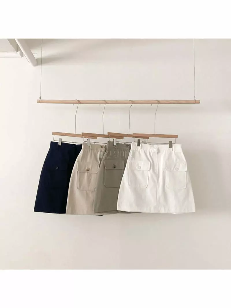 February - Korean Women Fashion - #restrostyle - Pocket Button Skirt - 8