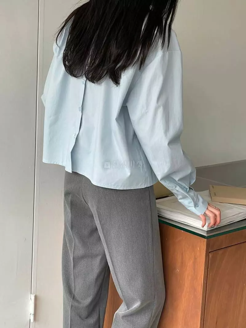 February - Korean Women Fashion - #womensfashion - Betty Back Button Shirt - 2