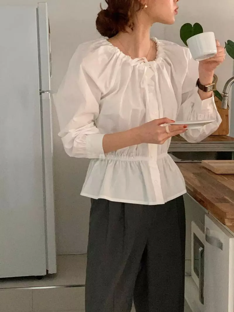 February - Korean Women Fashion - #womensfashion - Ribbon Blouse - 6