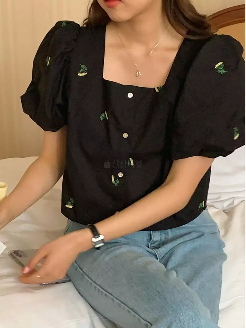 Frill - Korean Women Fashion - #momslook - Flower Embroidery Blouse - 6
