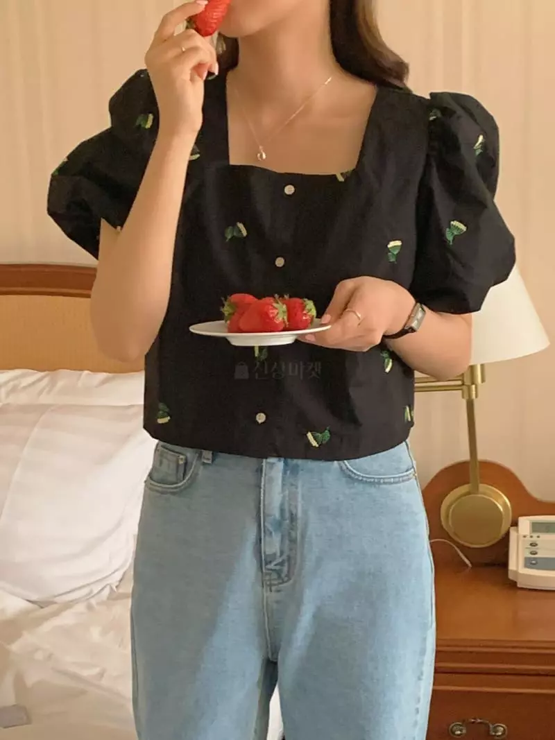 Frill - Korean Women Fashion - #momslook - Flower Embroidery Blouse - 8
