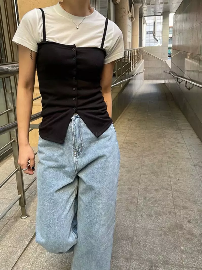 Frill - Korean Women Fashion - #momslook - Button String Bustier