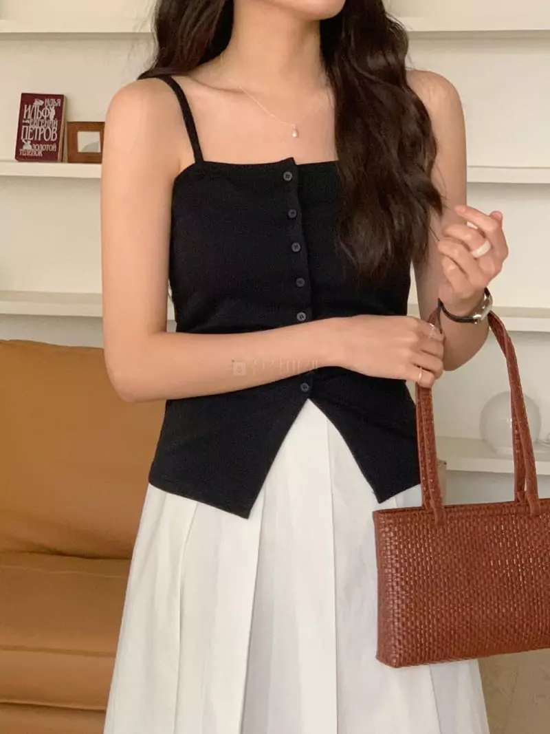 Frill - Korean Women Fashion - #momslook - Button String Bustier - 7