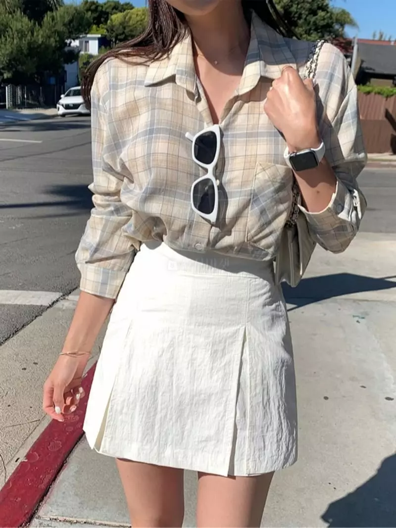 Frill - Korean Women Fashion - #momslook - Check Shirt - 3