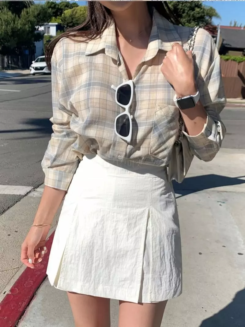 Frill - Korean Women Fashion - #momslook - Momo Check Shirt - 2