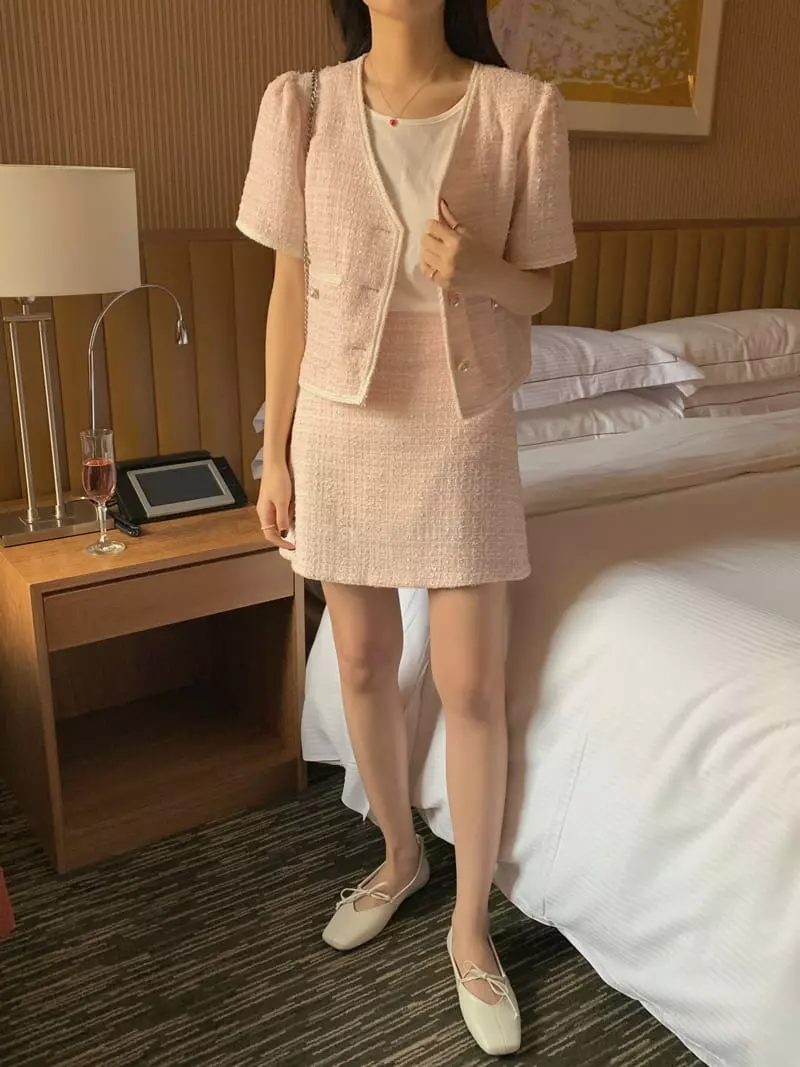 Frill - Korean Women Fashion - #momslook - Twid Top Bottom Set - 3
