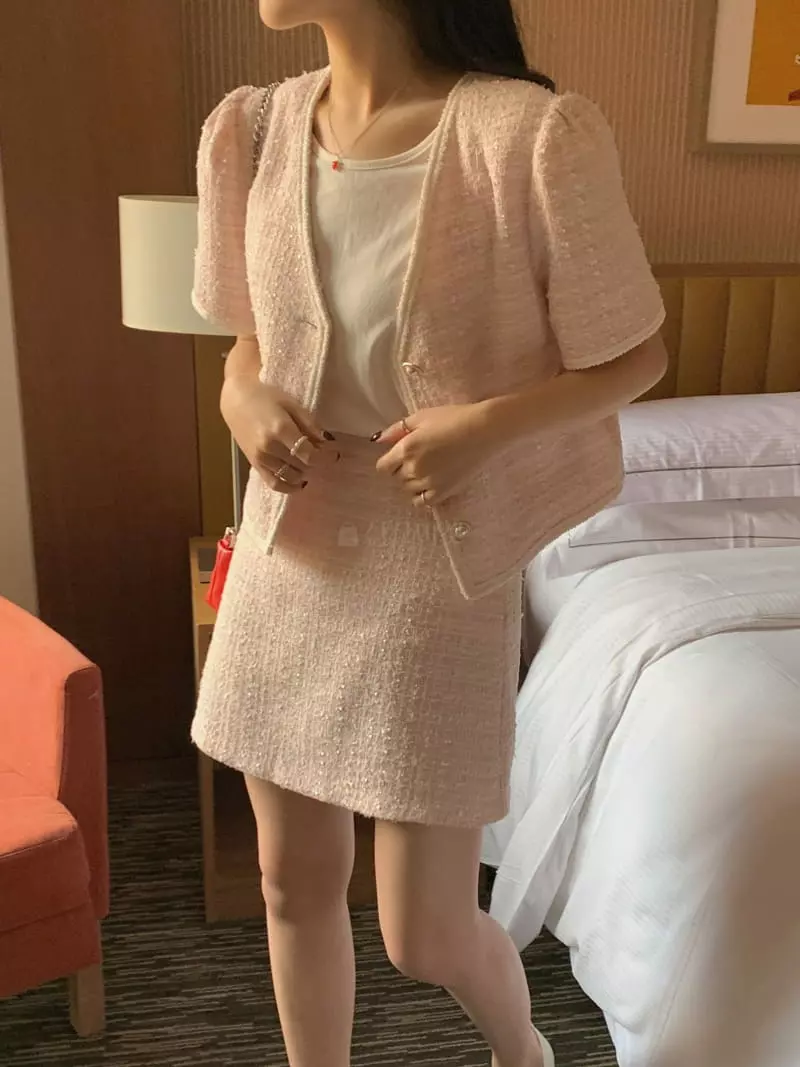 Frill - Korean Women Fashion - #momslook - Twid Top Bottom Set - 4