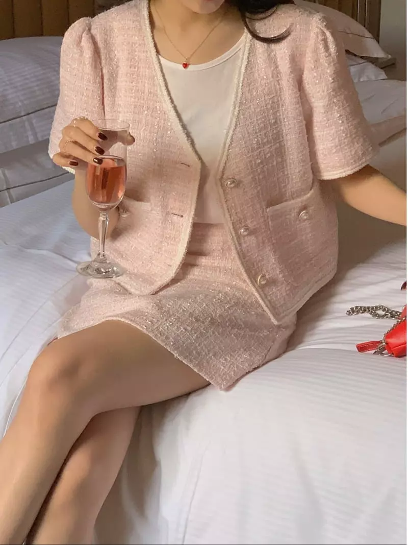 Frill - Korean Women Fashion - #momslook - Twid Top Bottom Set - 5