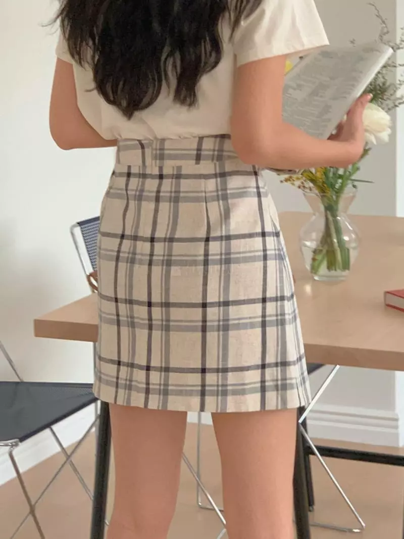 Frill - Korean Women Fashion - #momslook - Check Skirt - 4