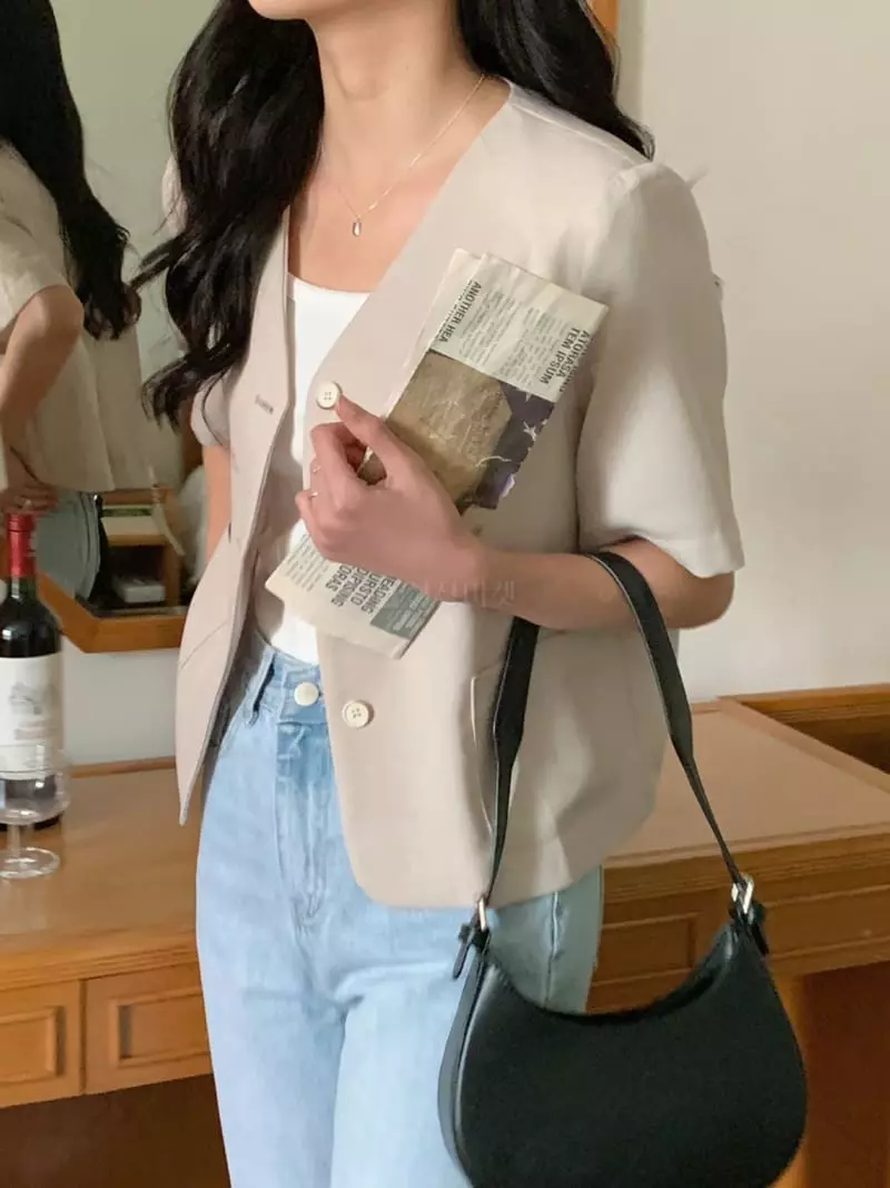 Frill - Korean Women Fashion - #momslook - No Collar Jacket - 2