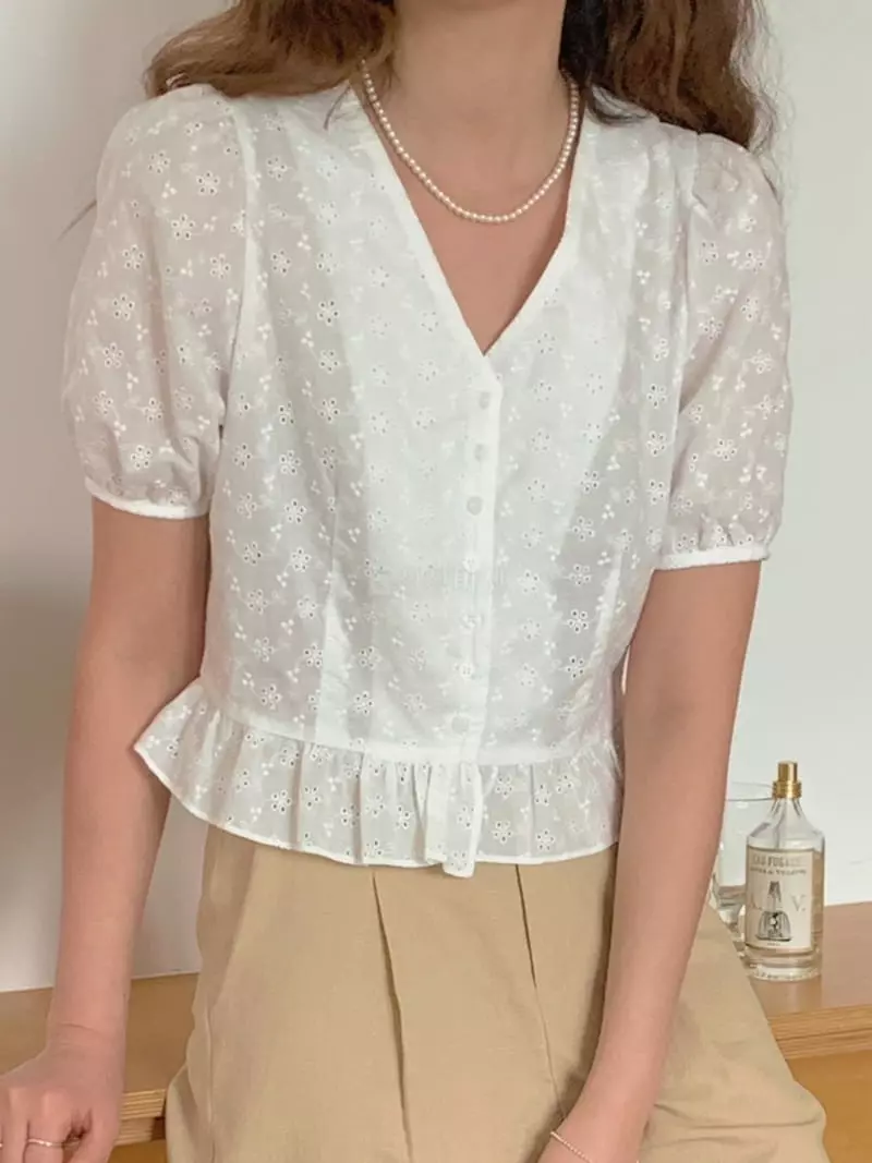 Frill - Korean Women Fashion - #momslook - Punching Blouse - 6