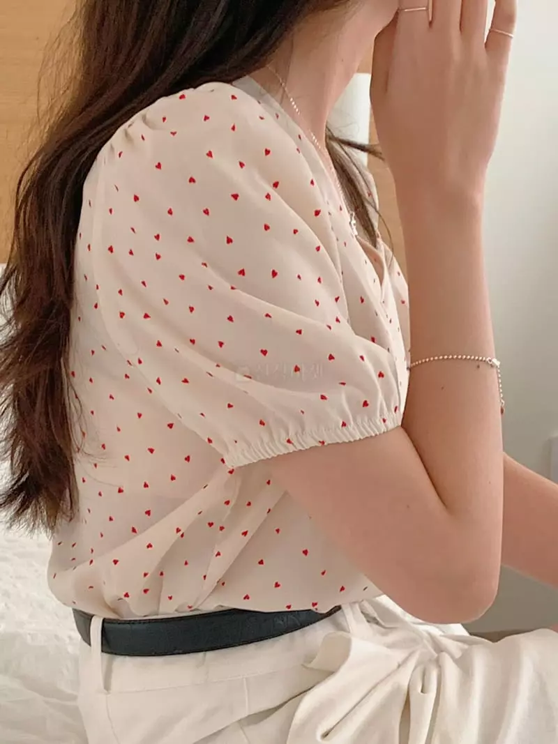 Frill - Korean Women Fashion - #pursuepretty - Heart Blouse - 7