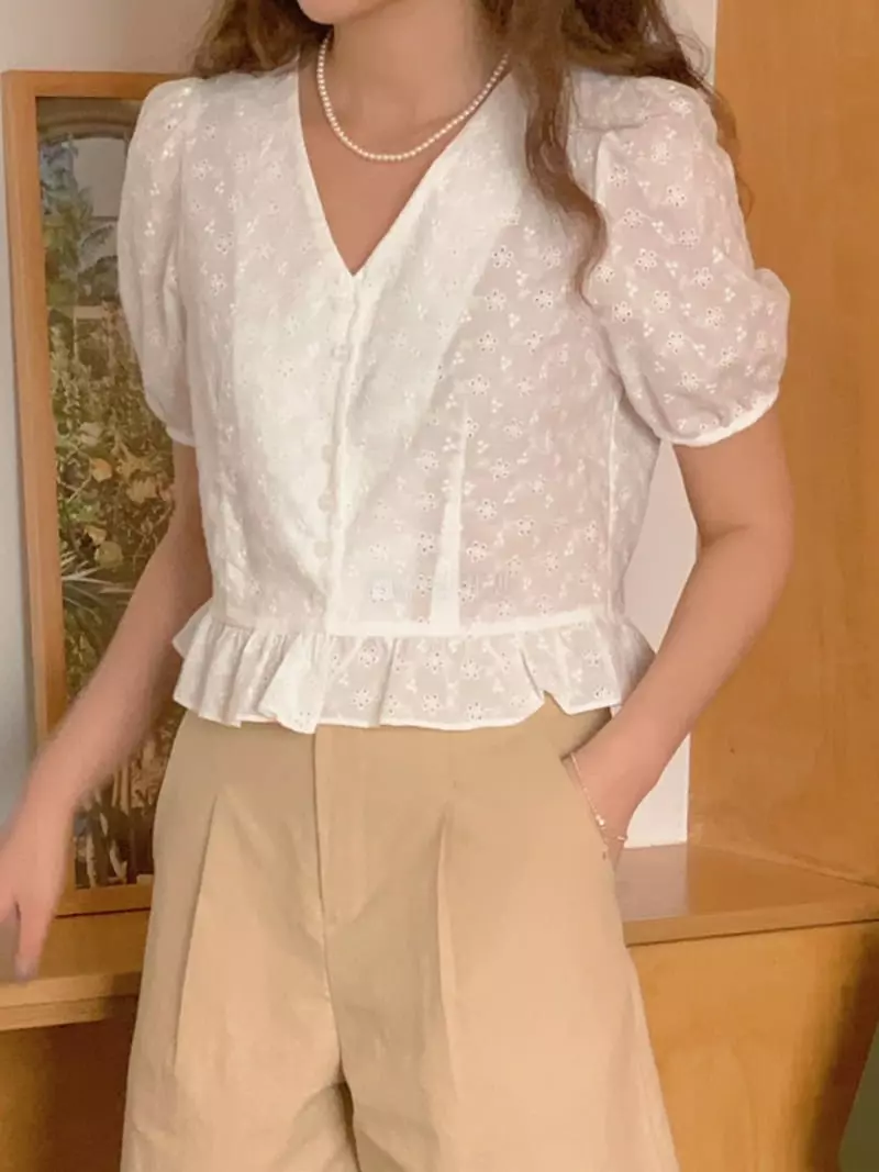 Frill - Korean Women Fashion - #thatsdarling - Punching Blouse - 2