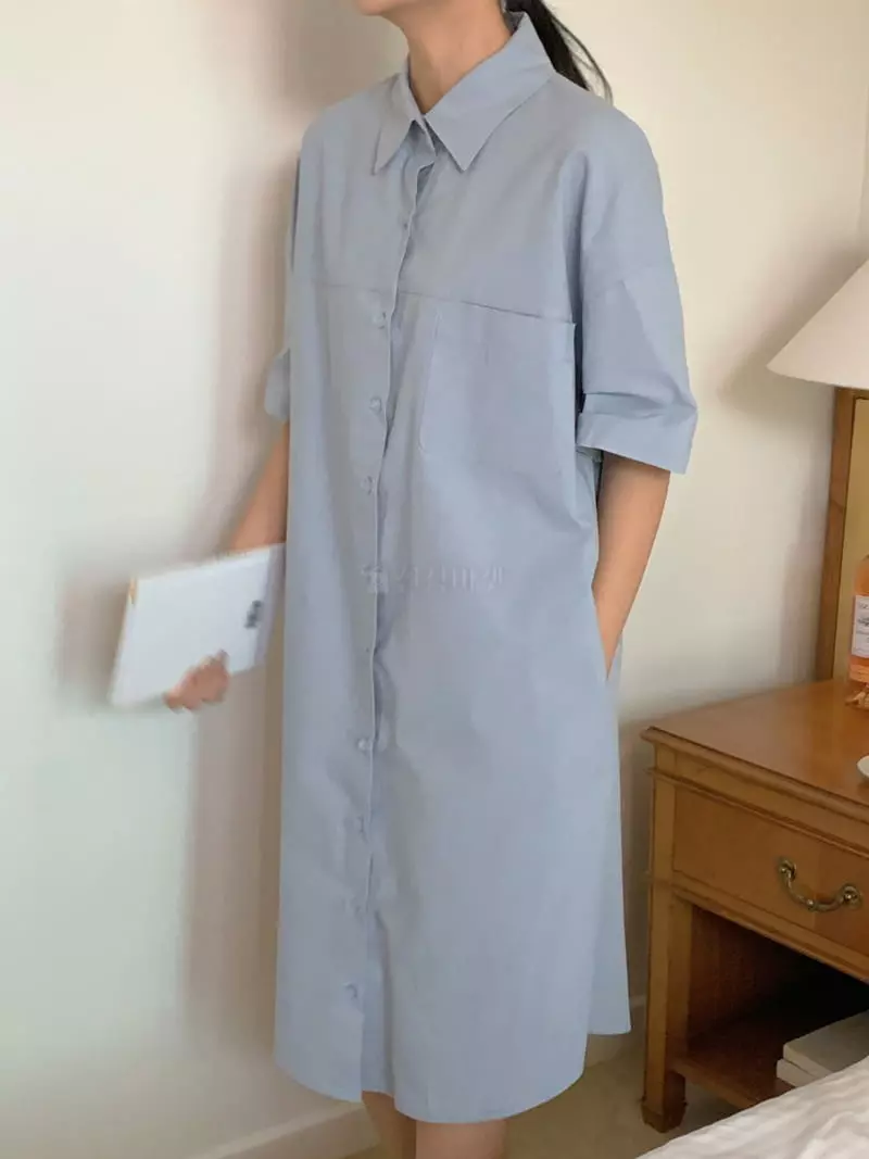 Frill - Korean Women Fashion - #thelittlethings - Shirt Long One-piece - 2