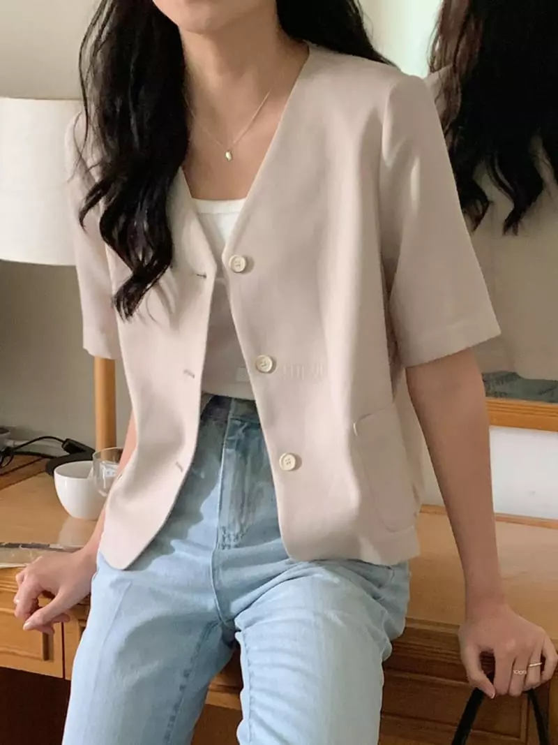 Frill - Korean Women Fashion - #vintageinspired - Bottle Jacket - 3