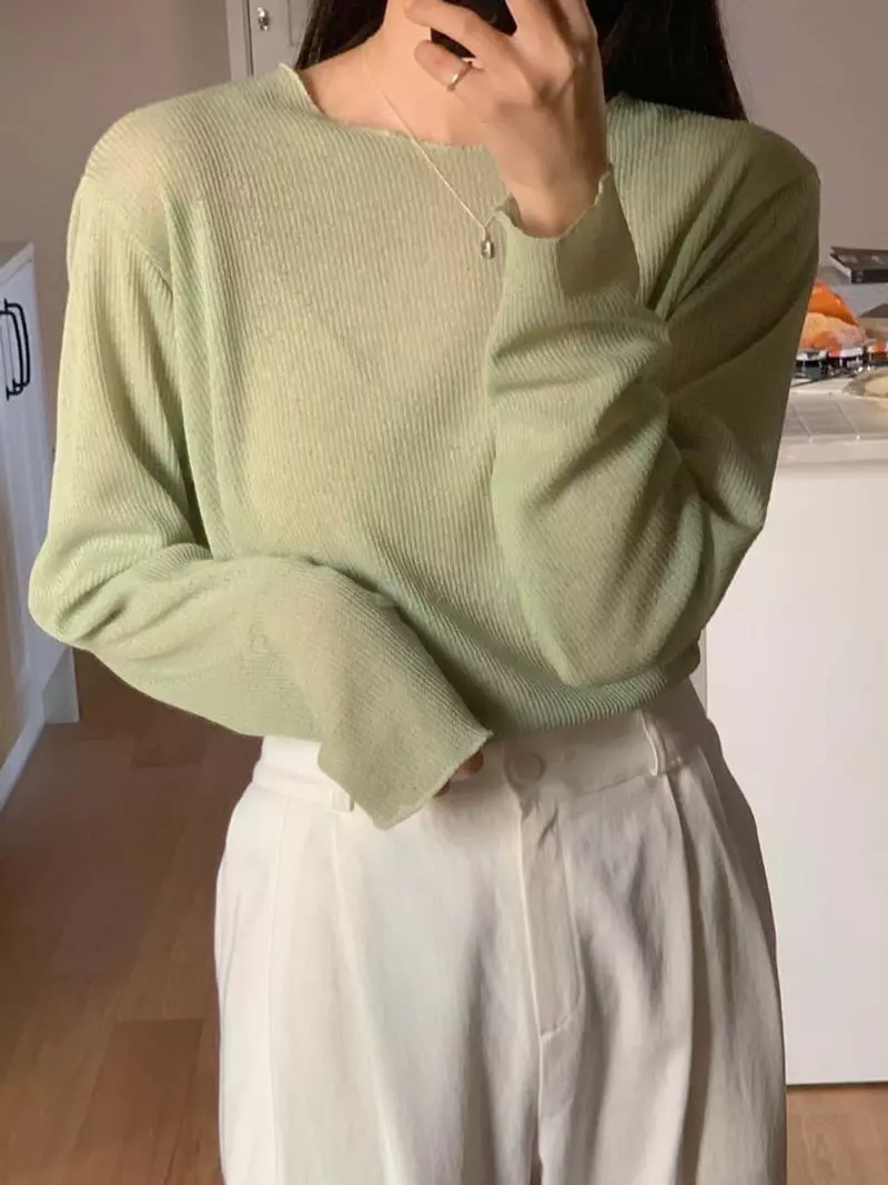 Frill - Korean Women Fashion - #vintagekidsstyle - Knitting Knit Tee - 7