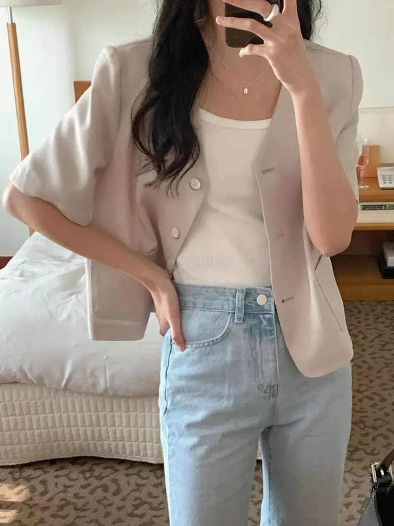 Frill - Korean Women Fashion - #vintageinspired - Bottle Jacket - 4