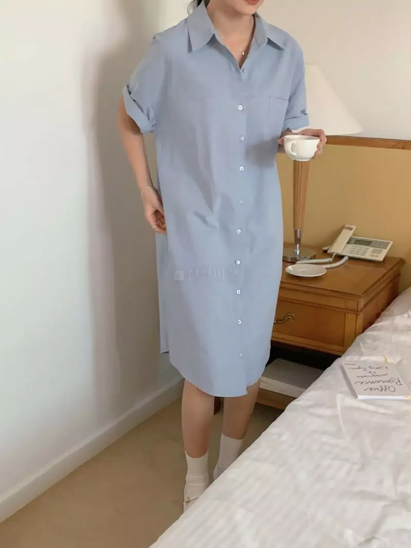 Frill - Korean Women Fashion - #momslook - Shirt Long One-piece - 4