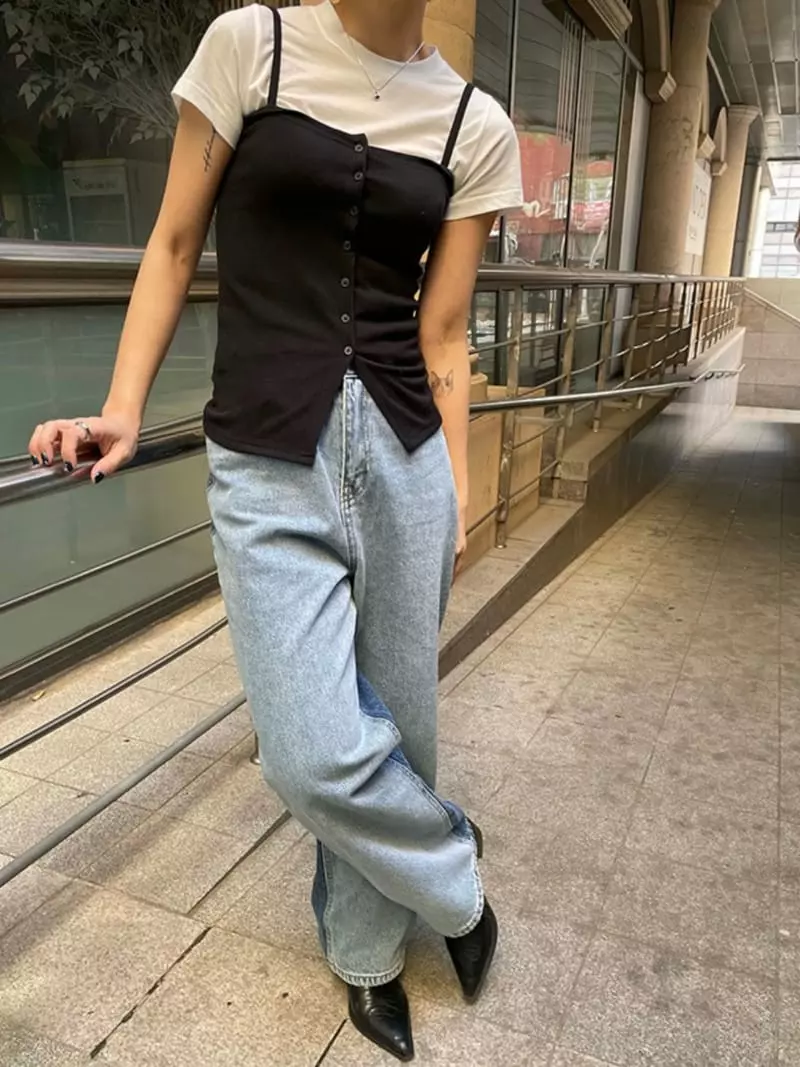 Frill - Korean Women Fashion - #womensfashion - Button String Bustier - 2