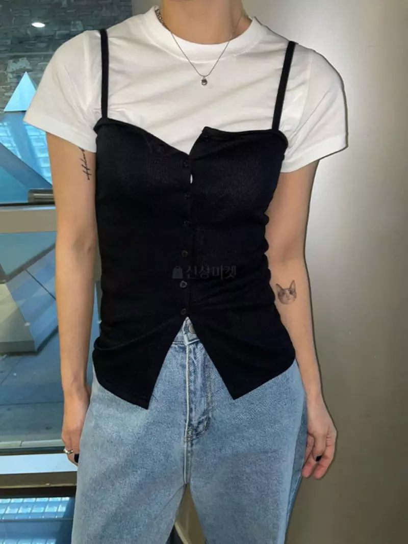 Frill - Korean Women Fashion - #momslook - Button String Bustier - 4