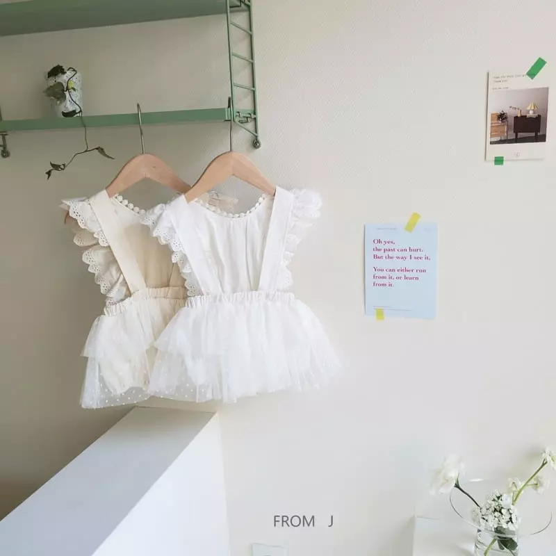 From J - Korean Baby Fashion - #babyfashion - Cancan Lace Dungarees Bodysuit - 12