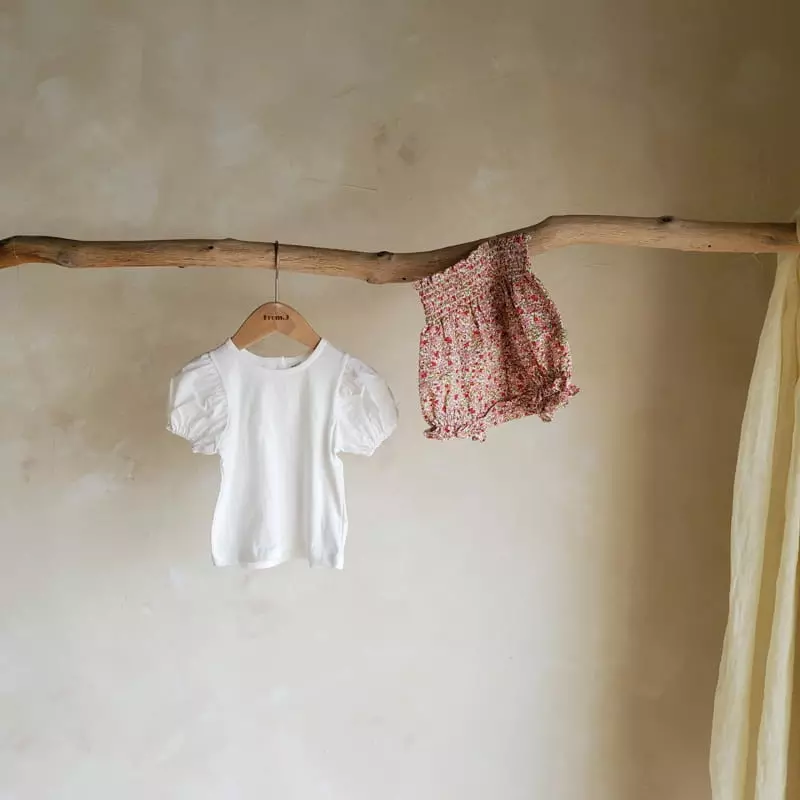 From J - Korean Baby Fashion - #babyfever - Small Flwoer Smocked To Bottom Set - 9