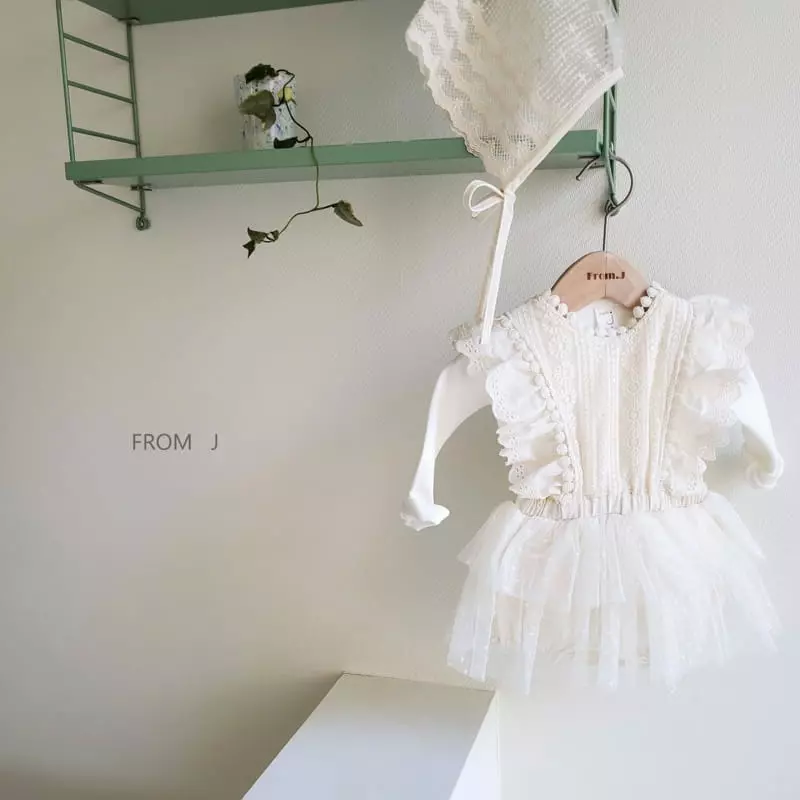 From J - Korean Baby Fashion - #babyootd - Cancan Lace Dungarees Bodysuit - 2