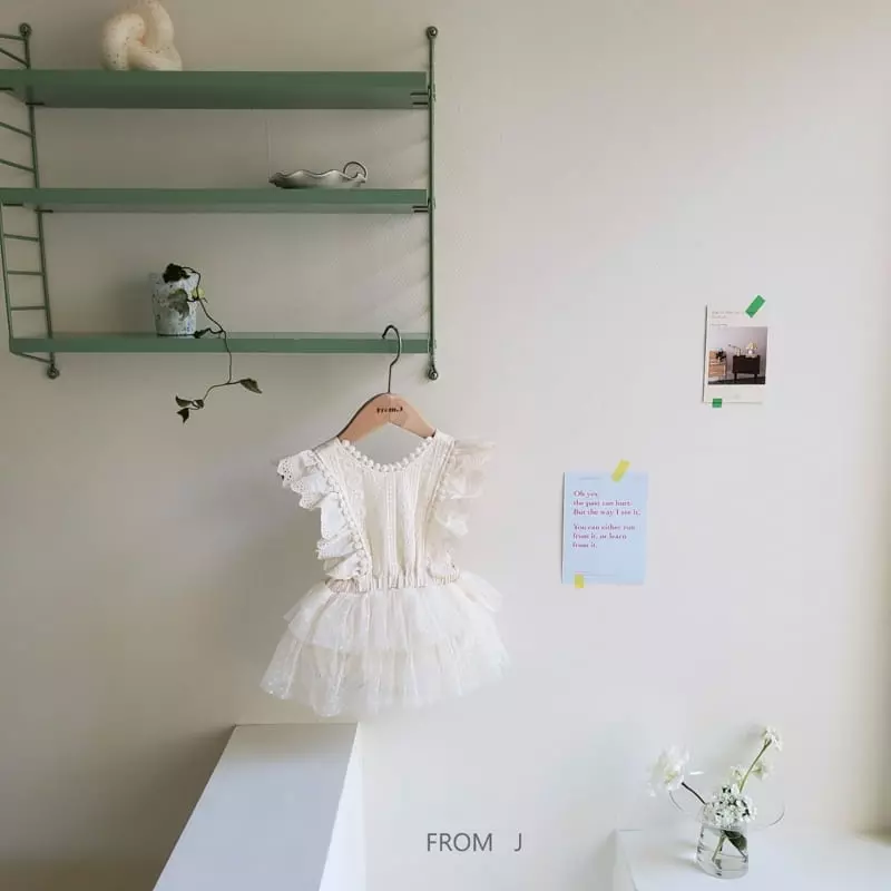 From J - Korean Baby Fashion - #babywear - Cancan Lace Dungarees Bodysuit - 5