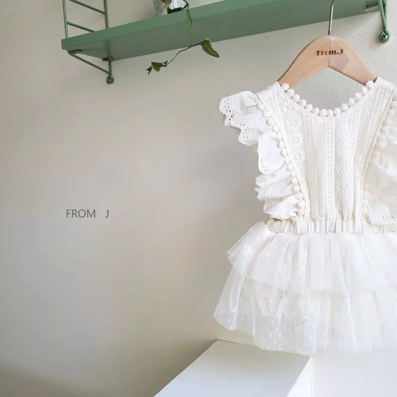 From J - Korean Baby Fashion - #onlinebabyboutique - Cancan Lace Dungarees Bodysuit - 6