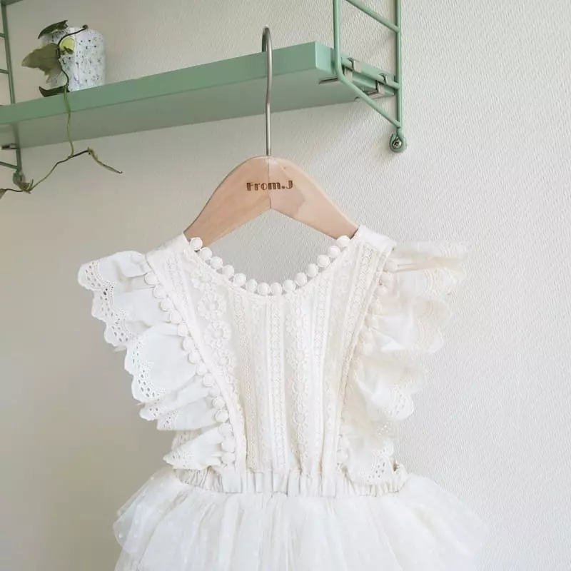 From J - Korean Baby Fashion - #onlinebabyshop - Cancan Lace Dungarees Bodysuit - 7