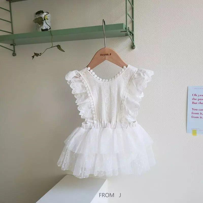From J - Korean Baby Fashion - #smilingbaby - Cancan Lace Dungarees Bodysuit - 8