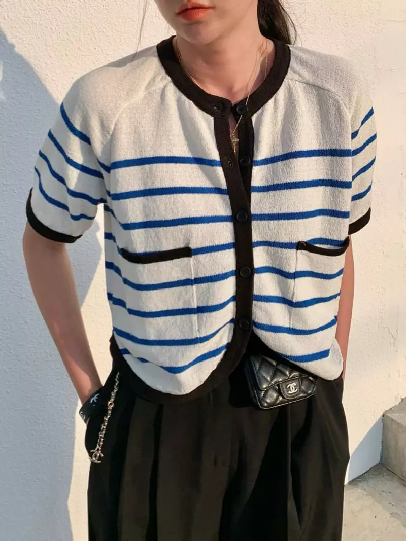 Gentlewoman - Korean Women Fashion - #momslook - Stripes Cardigan