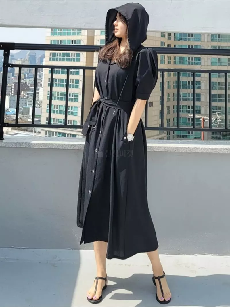 Gratia - Korean Women Fashion - #momslook - Rain Hoody Long One-piece - 9