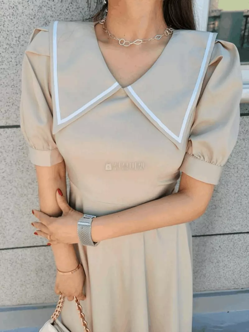 Gratia - Korean Women Fashion - #romanticstyle - Marine Long One-piece - 11