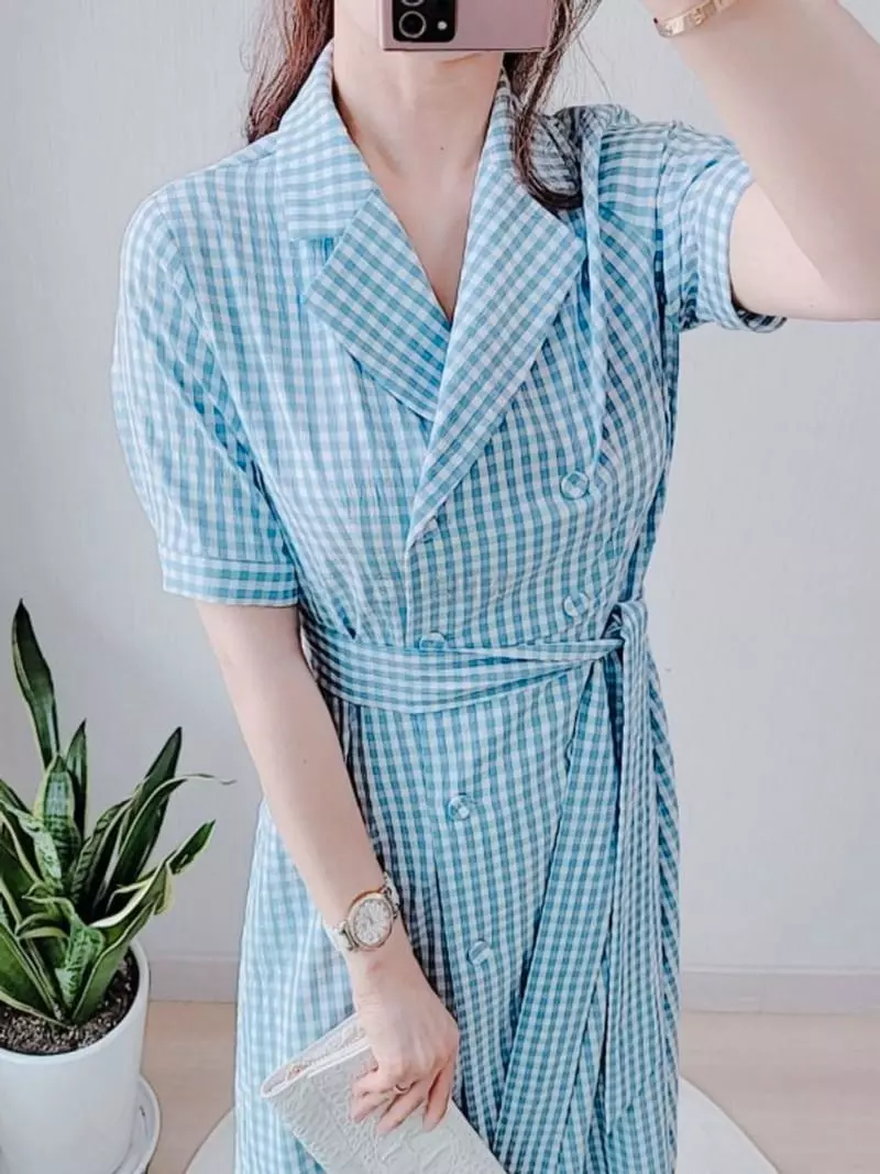 Gratia - Korean Women Fashion - #romanticstyle - Mina Check One-piece - 2