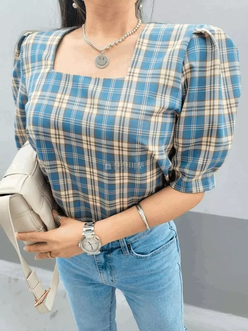 Gratia - Korean Women Fashion - #romanticstyle - Ten Check Blouse
