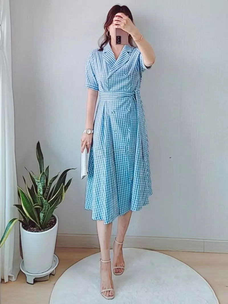 Gratia - Korean Women Fashion - #shopsmall - Mina Check One-piece - 3