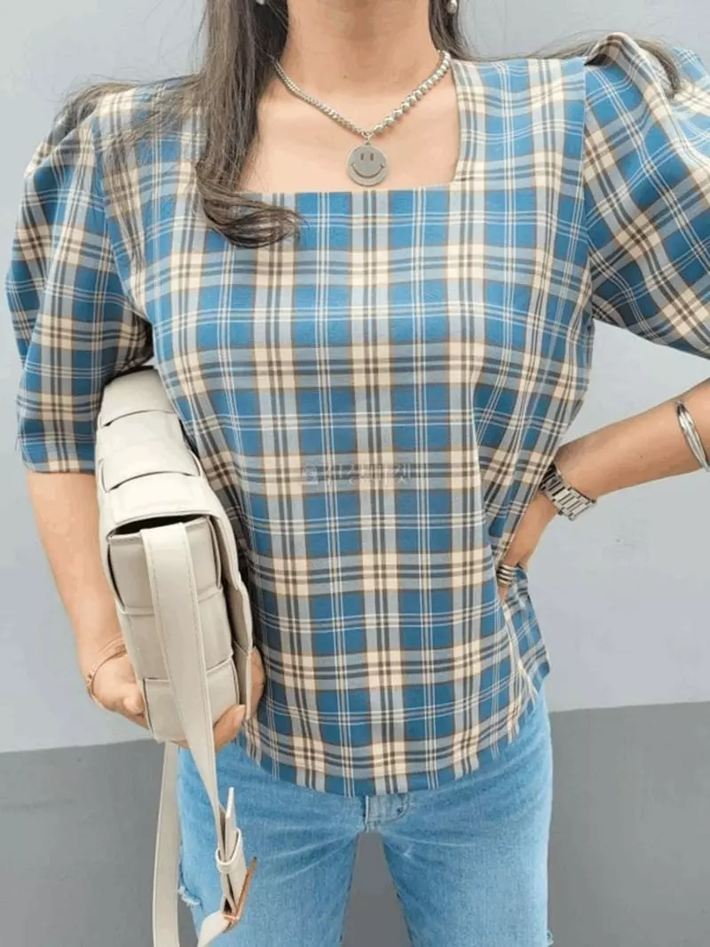 Gratia - Korean Women Fashion - #shopsmall - Ten Check Blouse - 2