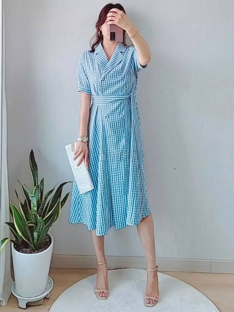 Gratia - Korean Women Fashion - #shopsmall - Mina Check One-piece - 4