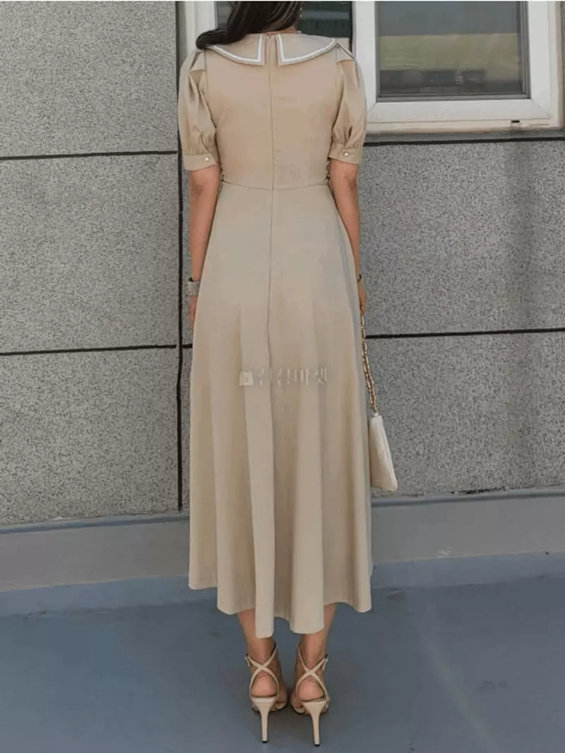 Gratia - Korean Women Fashion - #vintageinspired - Marine Long One-piece - 7