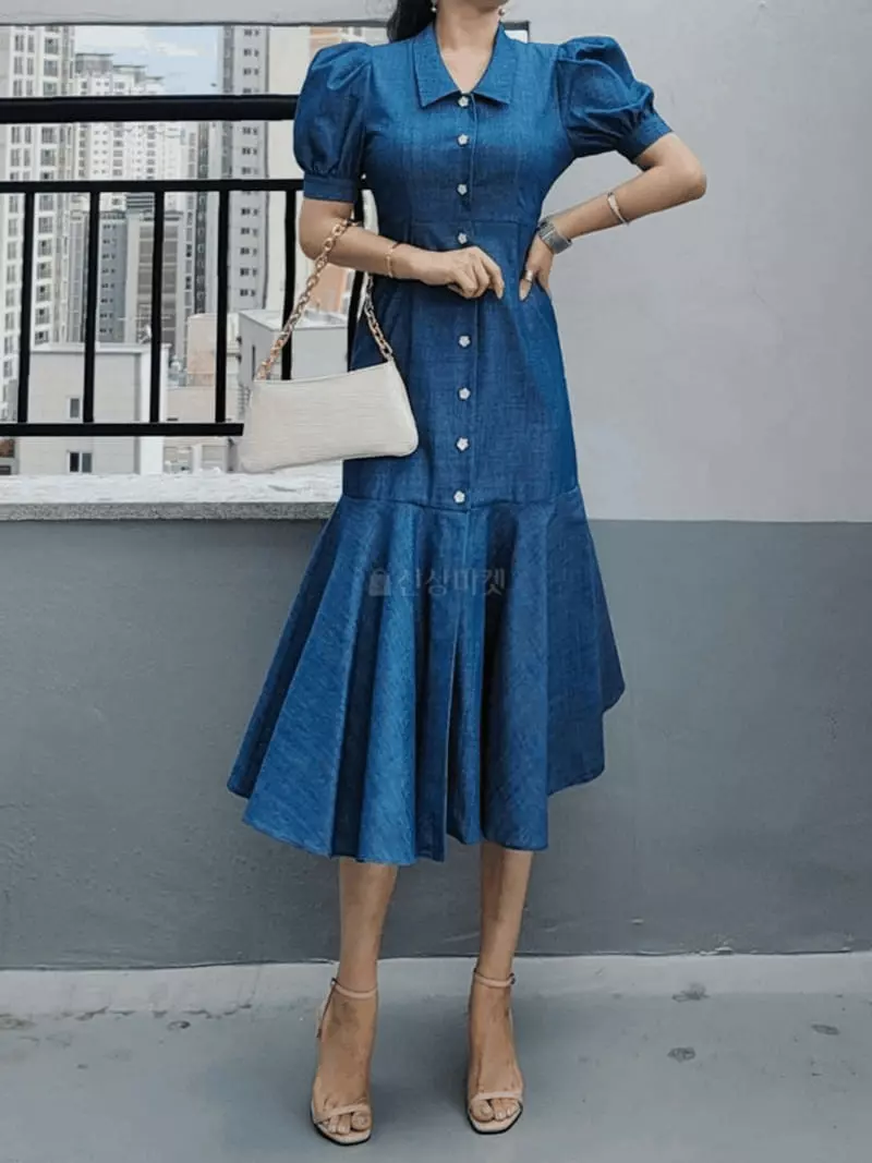 Gratia - Korean Women Fashion - #womensfashion - Maram Denim One-piece - 5