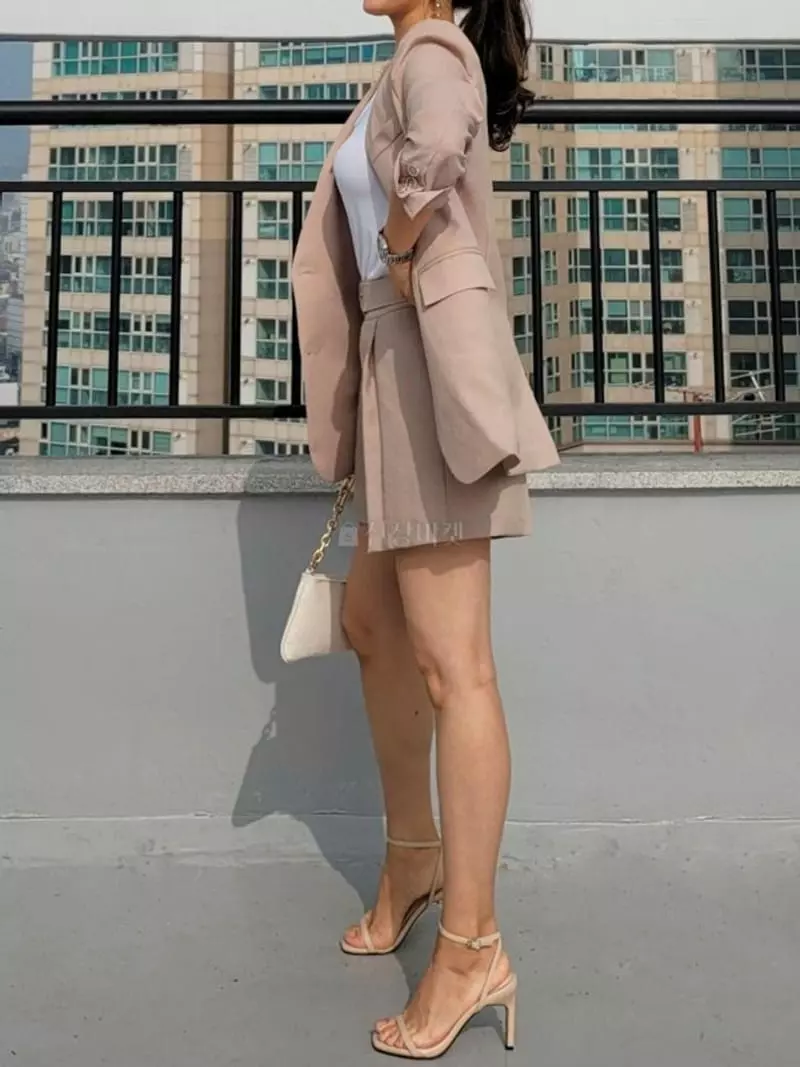 Gratia - Korean Women Fashion - #momslook - Formal No Collar Jacket Set - 4