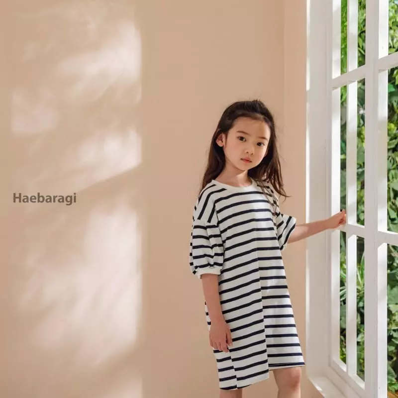 Haebaragi - Korean Children Fashion - #childofig - Stripes Puff One-piece - 7