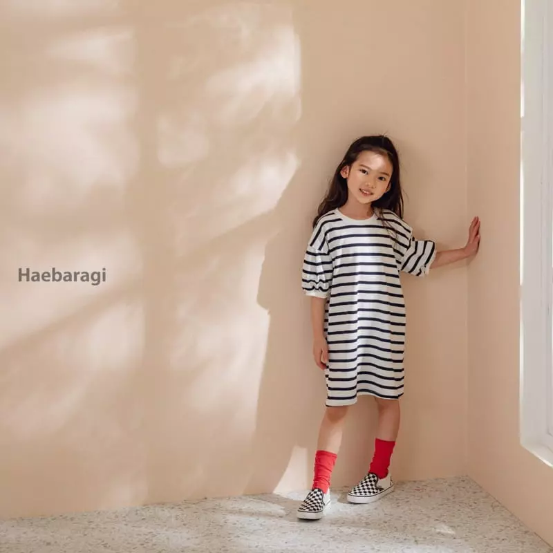 Haebaragi - Korean Children Fashion - #magicofchildhood - Stripes Puff One-piece