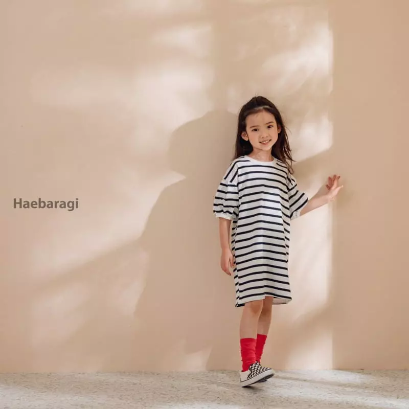 Haebaragi - Korean Children Fashion - #minifashionista - Stripes Puff One-piece - 2