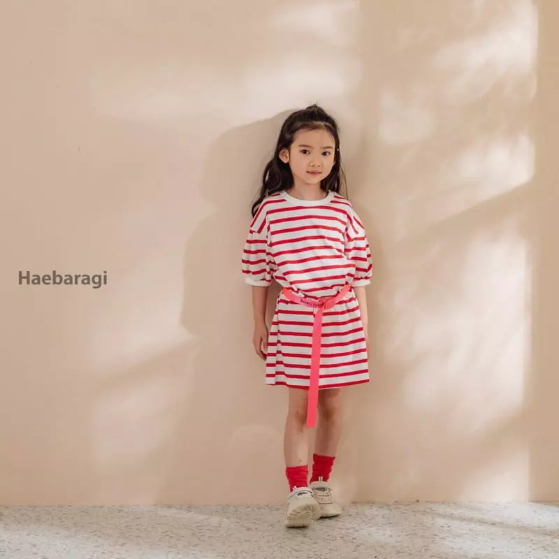 Haebaragi - Korean Children Fashion - #stylishchildhood - Stripes Puff One-piece - 6