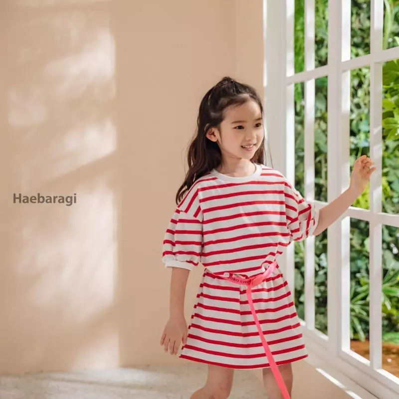 Haebaragi - Korean Children Fashion - #prettylittlegirls - Stripes Puff One-piece - 4