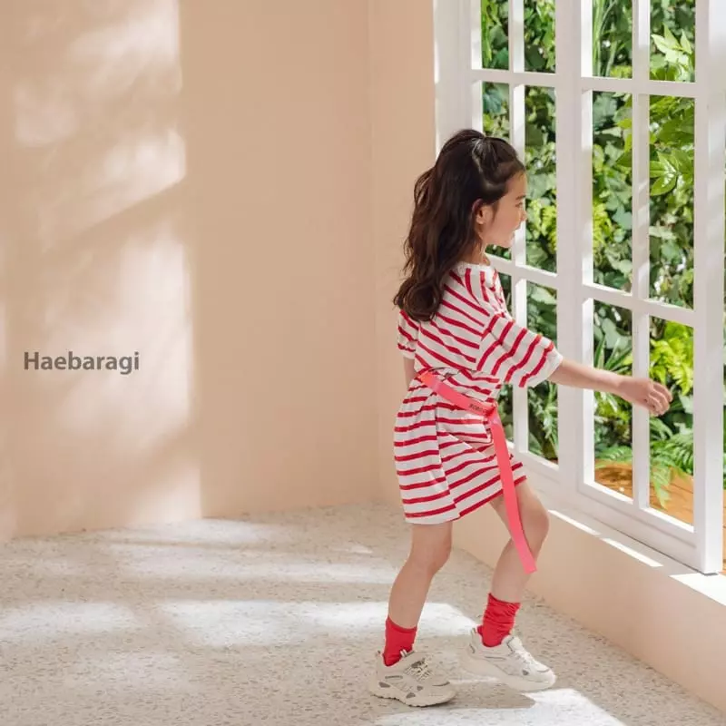 Haebaragi - Korean Children Fashion - #toddlerclothing - Stripes Puff One-piece - 5